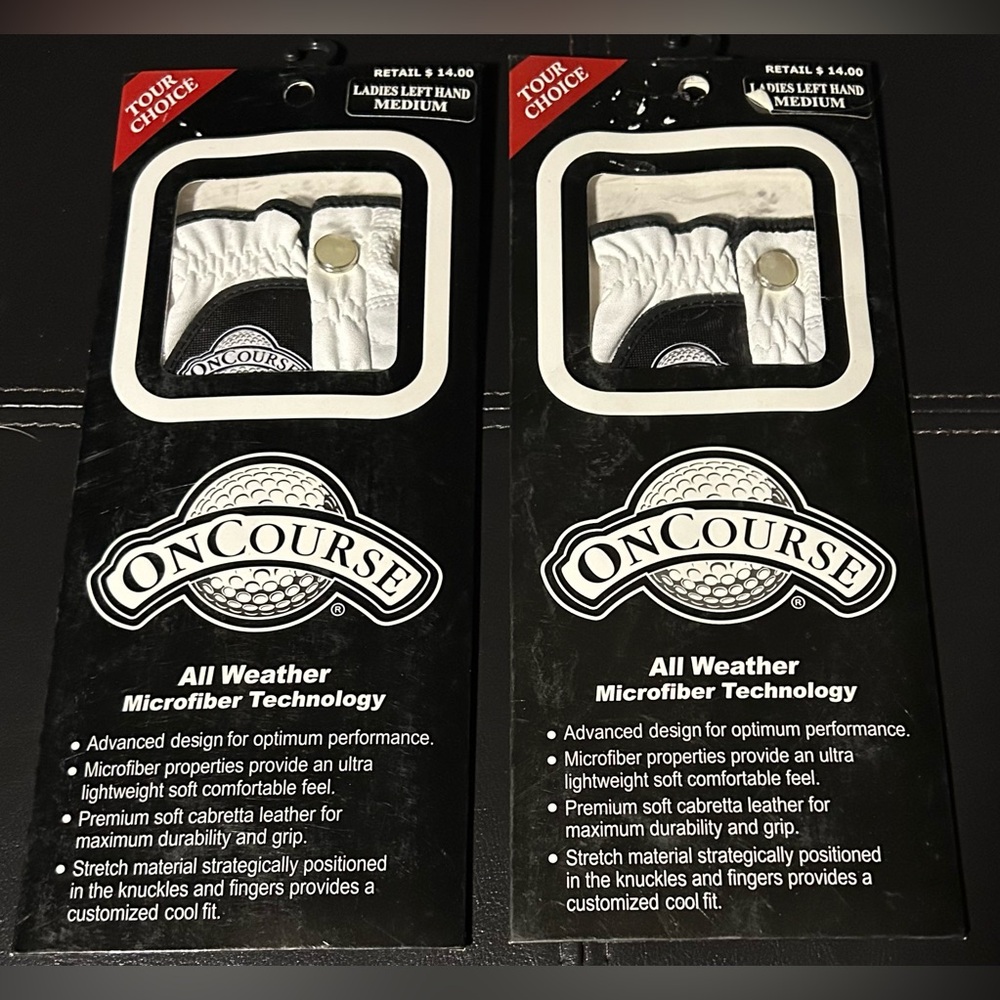 2- NEW ladies OnCourse All Weather Golf Gloves
Size Left hand medium